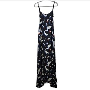 Red Lipstick Butterfly Floral Sleeveless Extra Long Maxi Dress Size EU36 (Small)